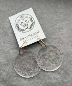 Auskarai su liūtės simboliu